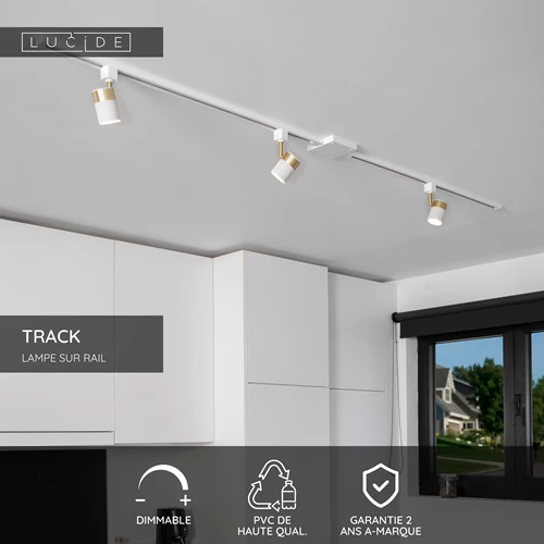 Lucide TRACK connecteur en L - Système de rail monophasé / Éclairage sur rail - Droit - Blanc (Extension) - USP